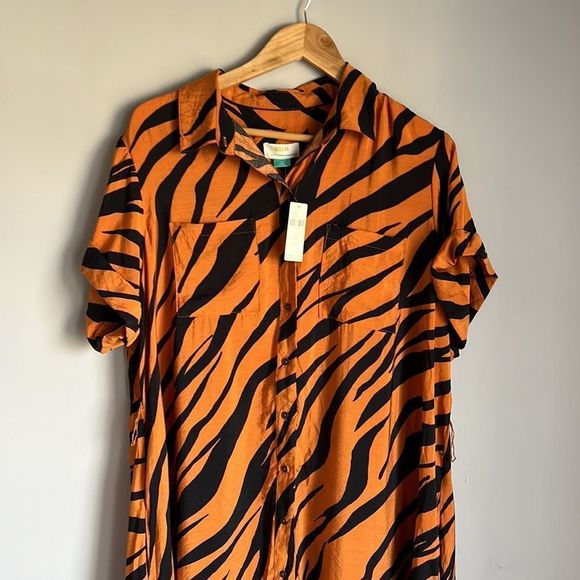 Anthropologie Orange and Black Zebra Print Dress - Picture 6 of 14